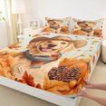 thumbnail image 3 of Manfei Kawaii Pet Dog Queen Sheet Sets,Fall Maples Pumpkin Flat SheetRustic Pine Cone Queen Fitted Sheet For Teens,Luxury Bedroom Decor,4-Piece, 3 of 7