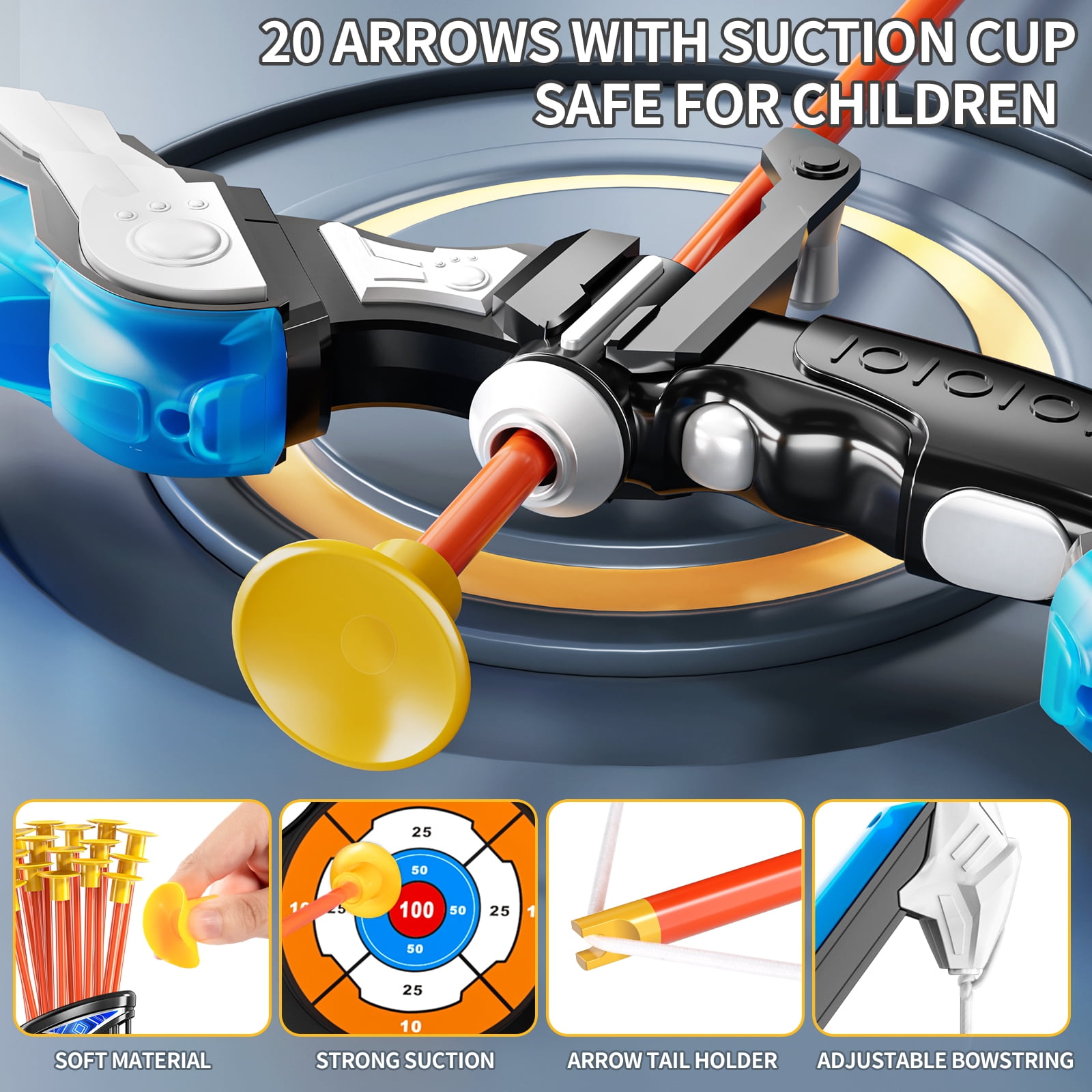 Dinosaur Planet 2 Pack Bows and Arrow Set for Kids Ages 3-11, Kids Archery Set Gifts for Boys Ages 4-8-12, Outdoor Toys for Kids Ages 4-8-12