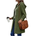 thumbnail image 3 of Hurxie Women's Zip Up Hoodies Oversized Fleece Long Tunic Sweatshirts Casual Long Sleeve Fall Hoodie Jacket Coat Army Green,M, 3 of 6