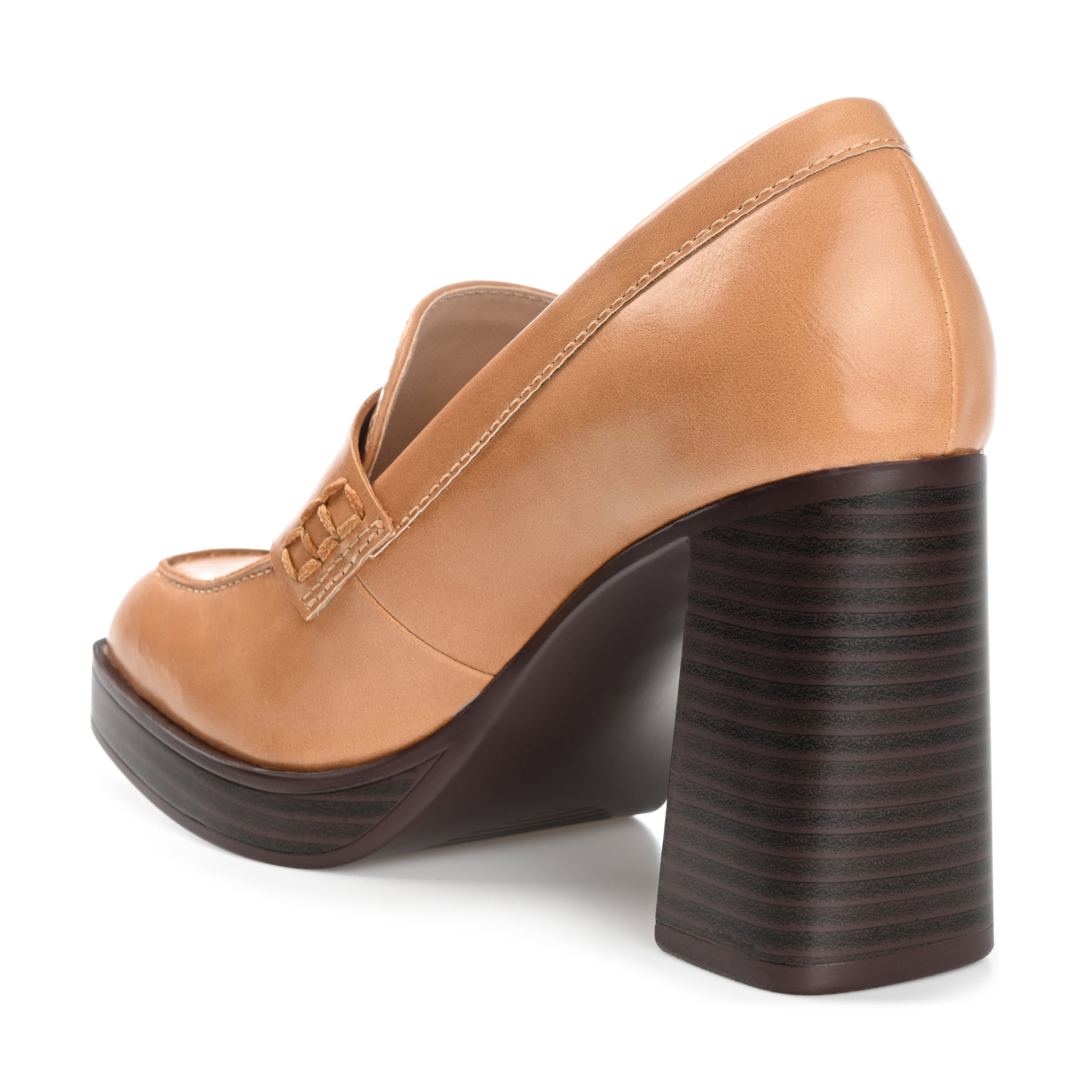Journee Womens Ezzey Loafer Mid Stacked Heel Square Toe Pumps, Widths Available