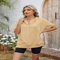thumbnail image 6 of LYMAYTER S-2XL Women Fashion Sweatshirt Oversized Half Zip Hoodies Casual Loose Short Sleeve T-Shirt Top, 6 of 9