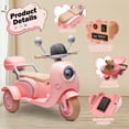 thumbnail image 4 of 12V Electric Motorcycle for Kids, 2 Seater Battery Power Ride on Motorcycle Toys with Slow Start, LED, Music, USB, 3 Wheel Electric Motorcycle for Boy Girl Birthday Gift, Pink, 4 of 7