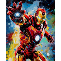 Diamond Painting Set Iron Man DIY 5D Round Diamond Gemstone Art Painting Set For Home Wall Decoration Gift (12x16 inch)