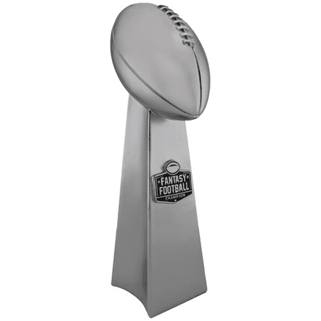 Fantasy Football Championship Trophy 14 Inch - Silver Finish Football Trophy Replica for League Winner, Premium Fantasy Trophy for Display, Durable Trophy Fantasy Football Award