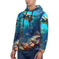 thumbnail image 2 of KLL Underwater Fish Turtle Print Mens Hoodie Long Sleeve Casual Pullover Hooded Sweatshirt Fashion Drawstring Hoodies with Pocket-Large, 2 of 6