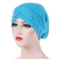 thumbnail image 1 of Sunjoy Tech Women Turban Beaded Caps Vintage Beanie Headscarf Elastic Headwrap Hat, 1 of 1