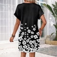 thumbnail image 5 of Women's Fashion Floral Print V-Neck Short Sleeve Dress with Pocket, Casual Pullover Summer Dress, Comfortable Loose Fit, Stylish Daily Wear,White,3XL, 5 of 8