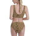 thumbnail image 3 of Picia Leopard Print Brown Women's High Waisted Bikini Scoop Neck Swimsuit Two Pieces Bathing Suit-Small, 3 of 8