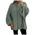 thumbnail image 1 of Cardigan Ample Mode Française Automne Hiver pour Femmes, Manteau Chandail Col Rond avec Bouton en Métal, Vêtement Décontracté Élégant, 1 of 7