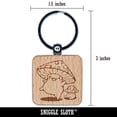 thumbnail image 2 of Happy Kawaii Mushroom Friends Square Keychain Charm Tag - Engraved Wood, 2 of 6