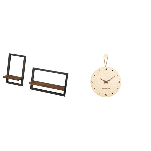 Estantes de pared para almacenamiento,Estantes flotantes de madera Estantes de pared de madera,Estantes de pared para almacenamiento y exhibición,Reloj de pared,Reloj de pared decorativo para