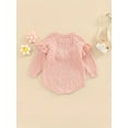 thumbnail image 4 of Bagilaanoe Newborn Baby Girl Knit Rompers Hollow Out Long Sleeve Bodysuit Sweater 3M 6M 9M 12M 18M 24M Infant Ribbed One Piece Jumpsuit, 4 of 9
