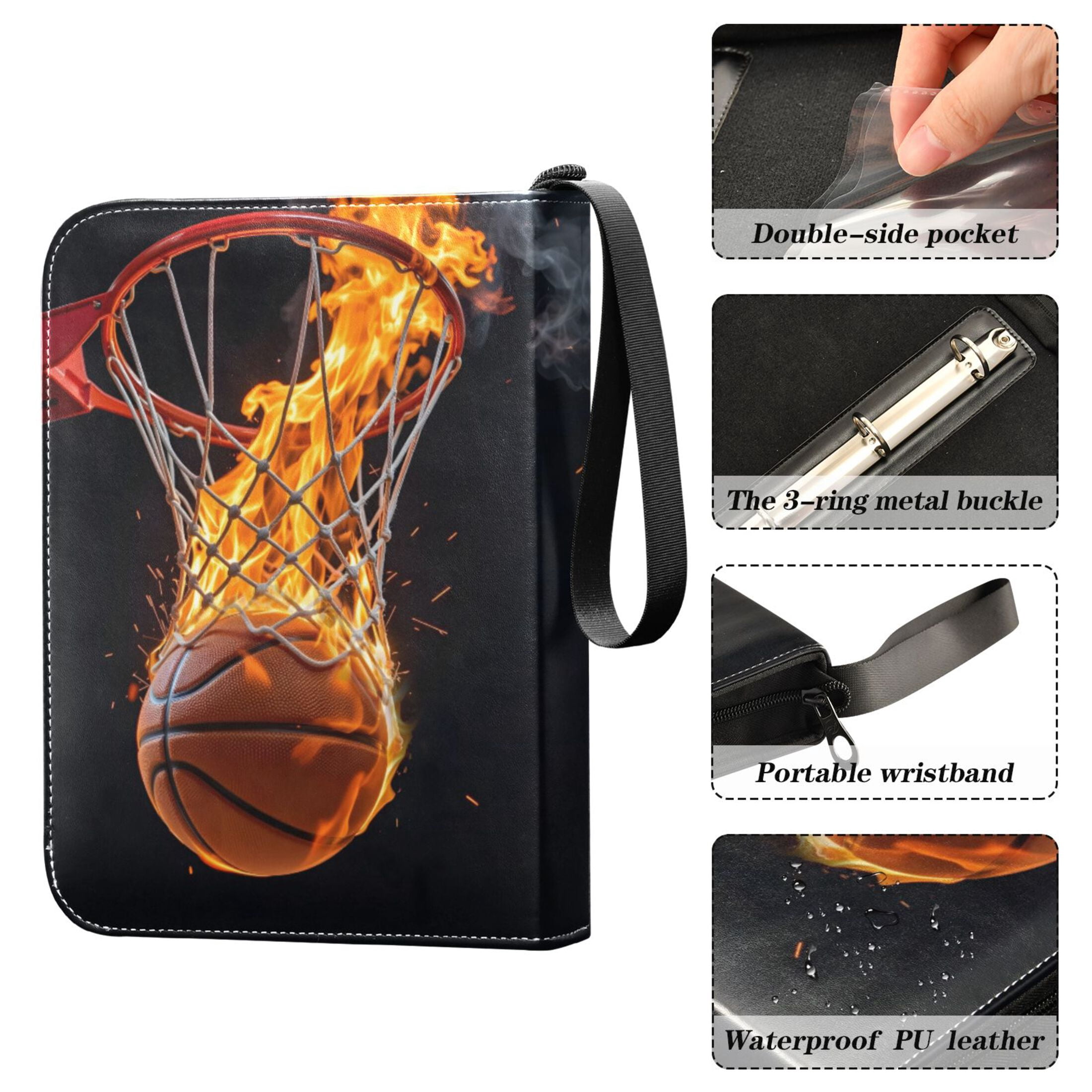 ALAZA A Basketball Fire Trading Card Binder 4 Pocket Cards Collection Album 400 Folder Holder