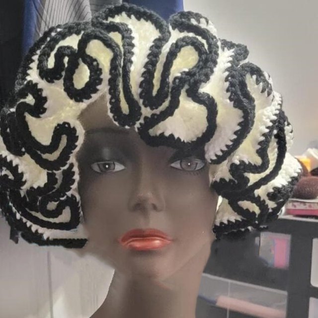 Sombrero de pescador de encaje tejido a mano, sombrero de adulto, sombrero de lana con volantes, sombrero tipo jersey de moda para Halloween