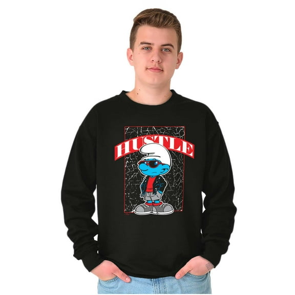 Urban Streetwear Smurf Hustle Cartoon Sweatshirt for Men or Women Brisco Brands S