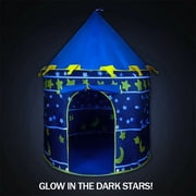 Fieldworks Glow in The Dark Stars Portable Unisex Rocket Ship Play Tents, Blue
