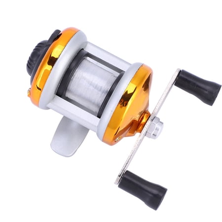 Yajisi Portable Winter Ice Fishing Reel Wheel with Wire Heavy Duty Outdoor Casting Fishing Tackle (11.00 x 8.00 x 6.00 inches / 27.9 x 20.3 x 15.2 cm) Golden