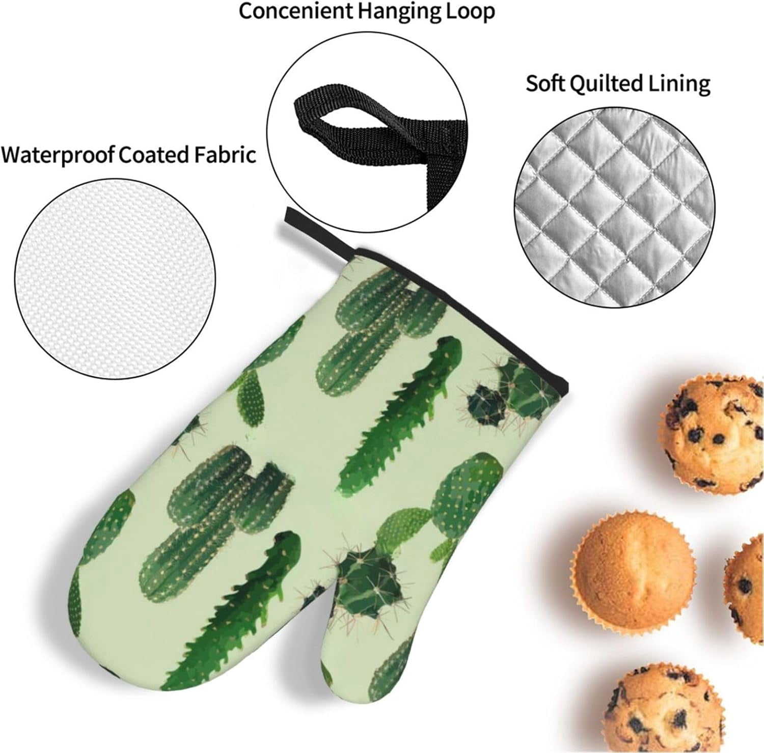 peyaoo Cactus. Oven Mitts and Pot Holders Sets for Kitchen 4 Pcs 7""X11"" Heat Resistant Baking Cooking