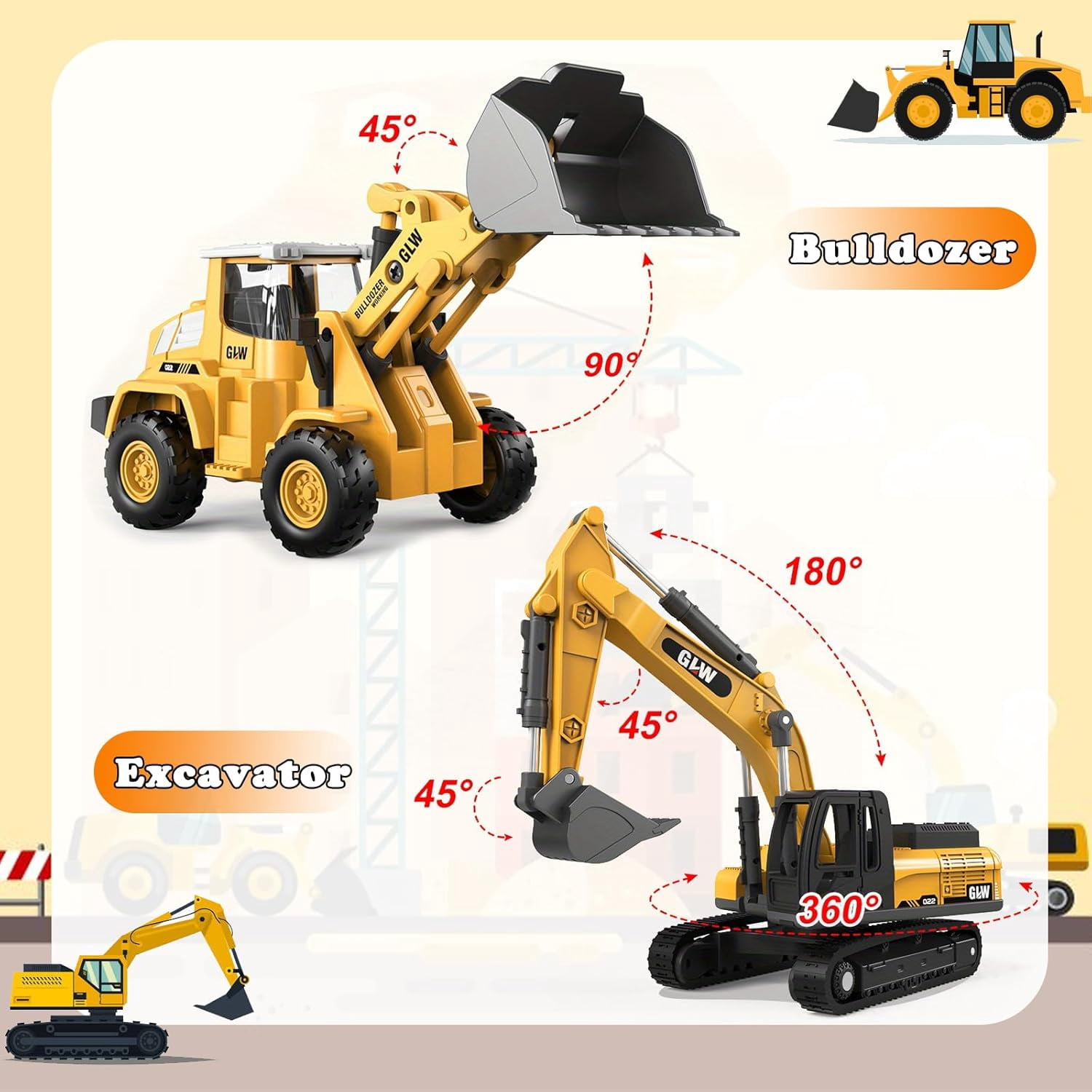 LINXUXIE Construction Toys Set, Kids Engineering Vehicles with Truck & Excavator & Bulldozer, Birthday Gifts for 1-3 3-5 5-8 Year Old