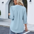 thumbnail image 5 of Wiyuqeen Women's Notch V Neck Blouses Solid Color Pleated 3/4 Sleeve Shirts Dressy Casual Basic Business Tops Soft Flowy Relaxed Tunics, 5 of 9