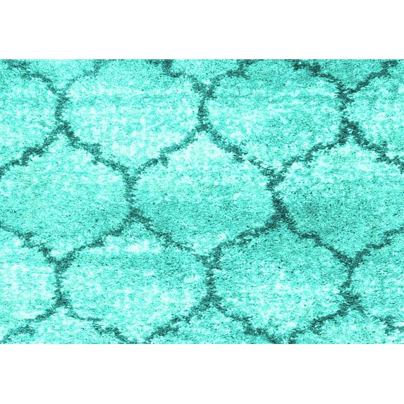 Ahgly Company Machine Washable Indoor Rectangle Abstract Turquoise Blue Contemporary Area Rugs, 8' x 10'