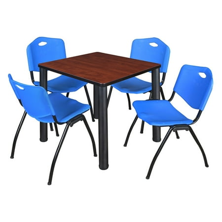 UPC: 0843532079485 | Regency Kee Square Cherry Breakroom Table with 4 Stackable M Chairs