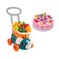 thumbnail image 2 of Carrito de compras para niños, carrito de supermercado de juguete, carrito de supermercado de simulación verde, 2 of 9