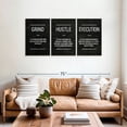 thumbnail image 2 of Elephant Stock Grind Hustle Execution Typography Wall Art - Horizontal Multi Panel Canvas - Living Room Wall Decor - Inspirational And Typography Multi Panel - Black And White Decor - 62" x 30", 2 of 8