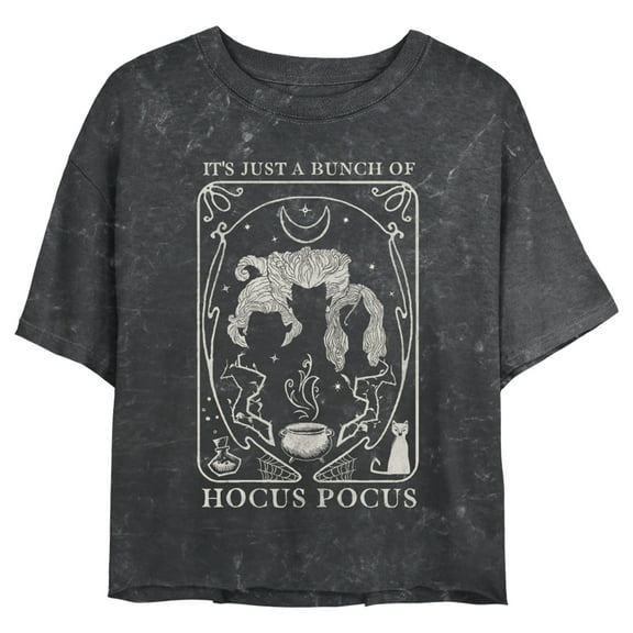 Junior's Hocus Pocus Witch Tarot Card Graphic Crop T-Shirt Black Medium