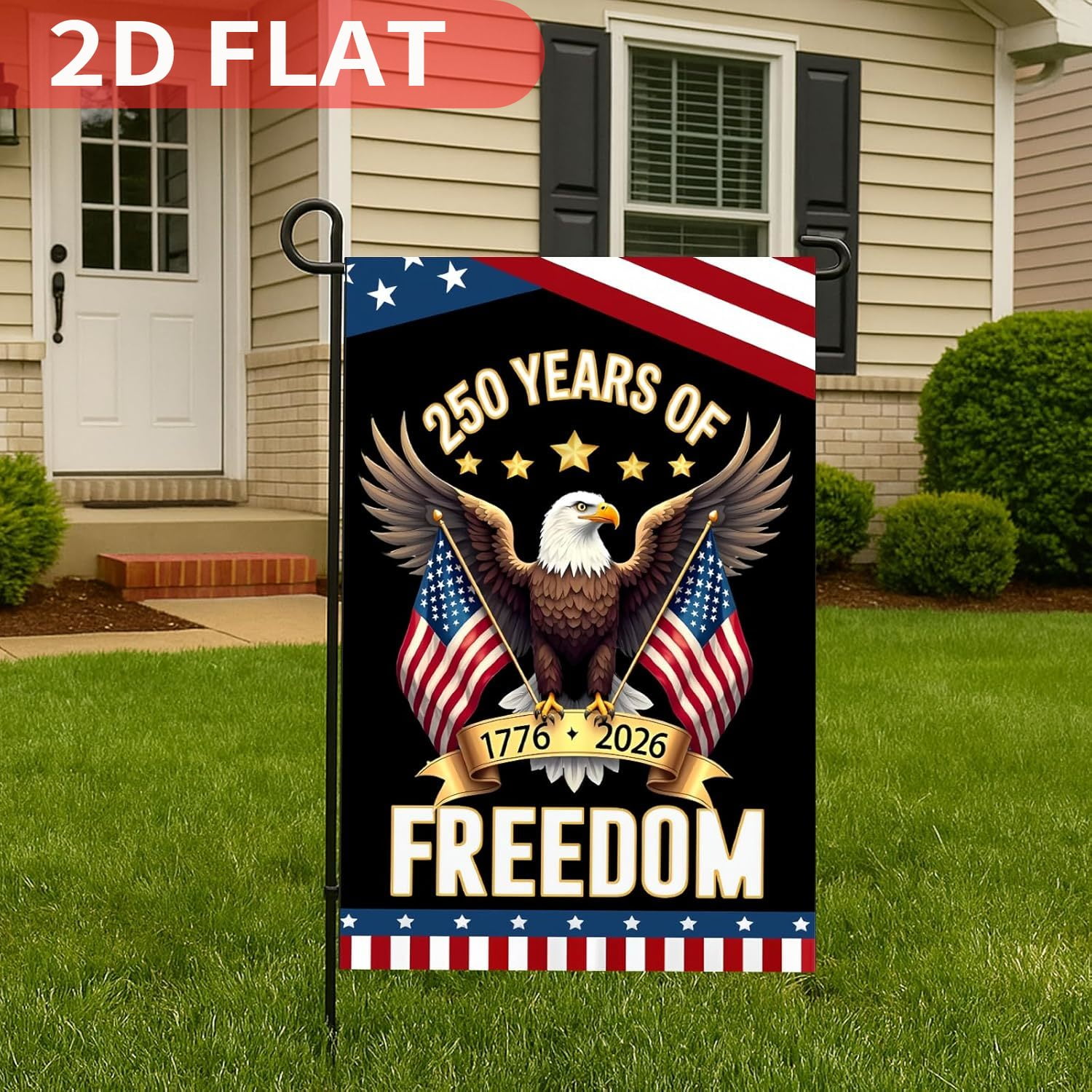 1pc 250 Years America Garden Flag, 250th Anniversary USA Patriotic Banner Double-Sided with Eagle Design, 1776-2026 Patriotic Flag