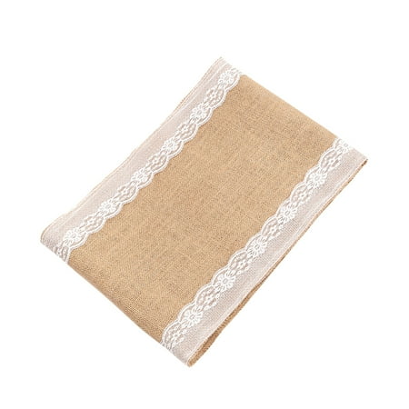 

Simple Lace Table Decor Wedding Jute Tablecloth Party Desk Cover Party Ornament (30x180cm)