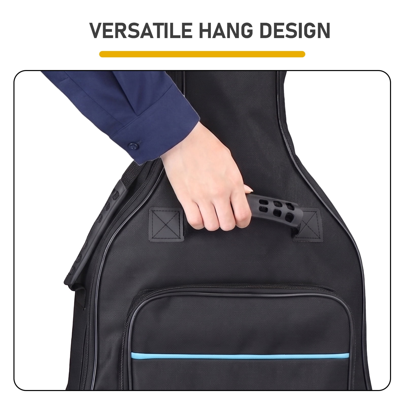 41 Inch 600D Oxford Cloth Acoustic Guitar Bag Black With Blue Line