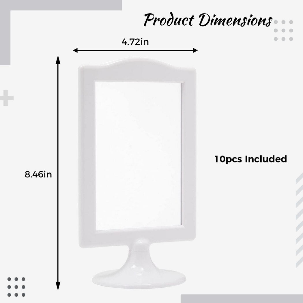 Double-sided Standing Picture Frame, 10Pcs Pedestal Display Vertical Photo Frames, Decor for Daily Wedding Bridal Shower Table Number(4 x 6inch)