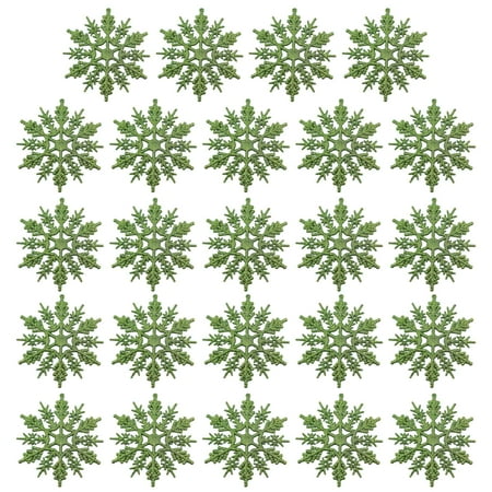 

Christmas Glitter Snowflake Pendant 24Pack Plastic Durable Reusable Charm