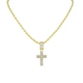 thumbnail image 2 of Slay Queen w/ Ladies on Fire Hip Hop Jewelry Necklace, Pendant, and Earrings Bling Set - TPBE-01 (20, Rope Chain Gld Stone Cross), 2 of 6