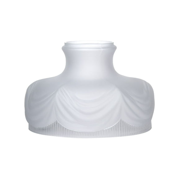 B&P Lamp® 9 3/4 Inch Fitter Glass Lamp Shade in Coleman Style No.322 with Satin Top/Clear Bottom, Draped Pattern in 6 Panels