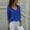 Blue, variant on Goodtrade8 Blue Women's Plus Size Tops Button Solid Color Long Sleeve Casual V-Neck Womens Shirts Plus Size