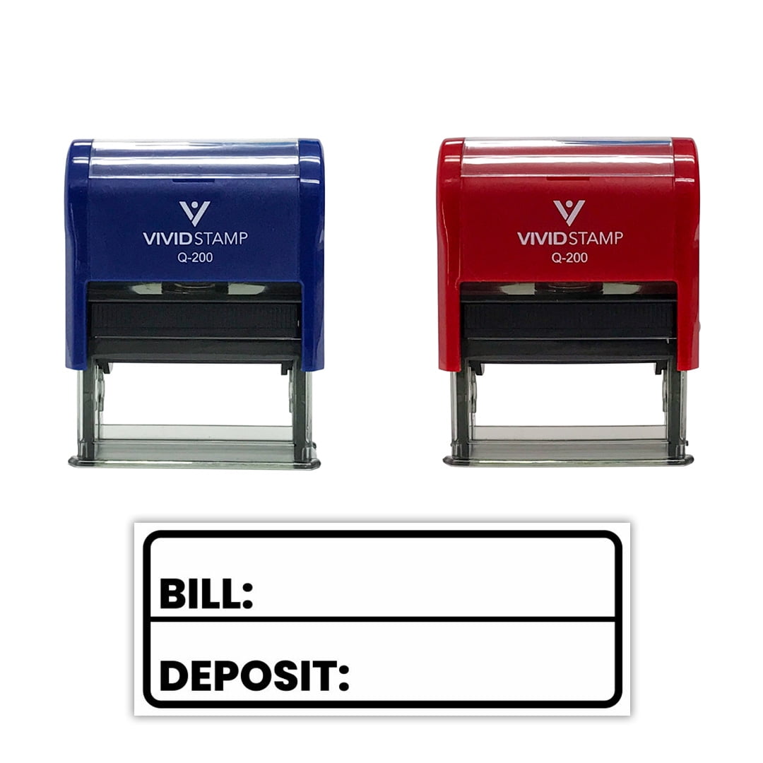 (3 pack) All Quality Bill Deposit Self-Inking Rubber Stamp | Business and Packaging Stamps (Red Ink) - Q-200