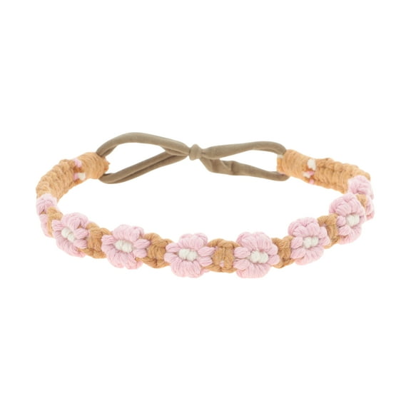 Unique Bargains 1 Pc Hand-woven Stretch Headbands for Women Pink Light Brown