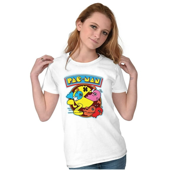 PACMAN Video Arcade Game Ghost Chomp Women's T Shirt Ladies Tee Brisco Brands S