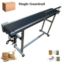 PreAsion Conveyor with Single Guardrail 59*7.8" Black PVC Belt Conveyor Industrial Conveyor System