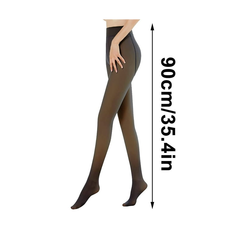 Fleece Lined Tights Women Sheer Fake Translucent Nude Tights Faux