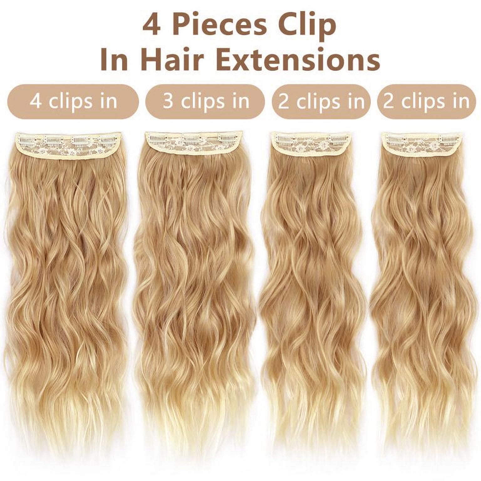 24 Inch Wavy Curly Clip In Hair Extensions Synthetic 6 Pieces Long Volume Clip in Long Wavy Synthetic Hair Extension 24 Inch Dark  main image 4