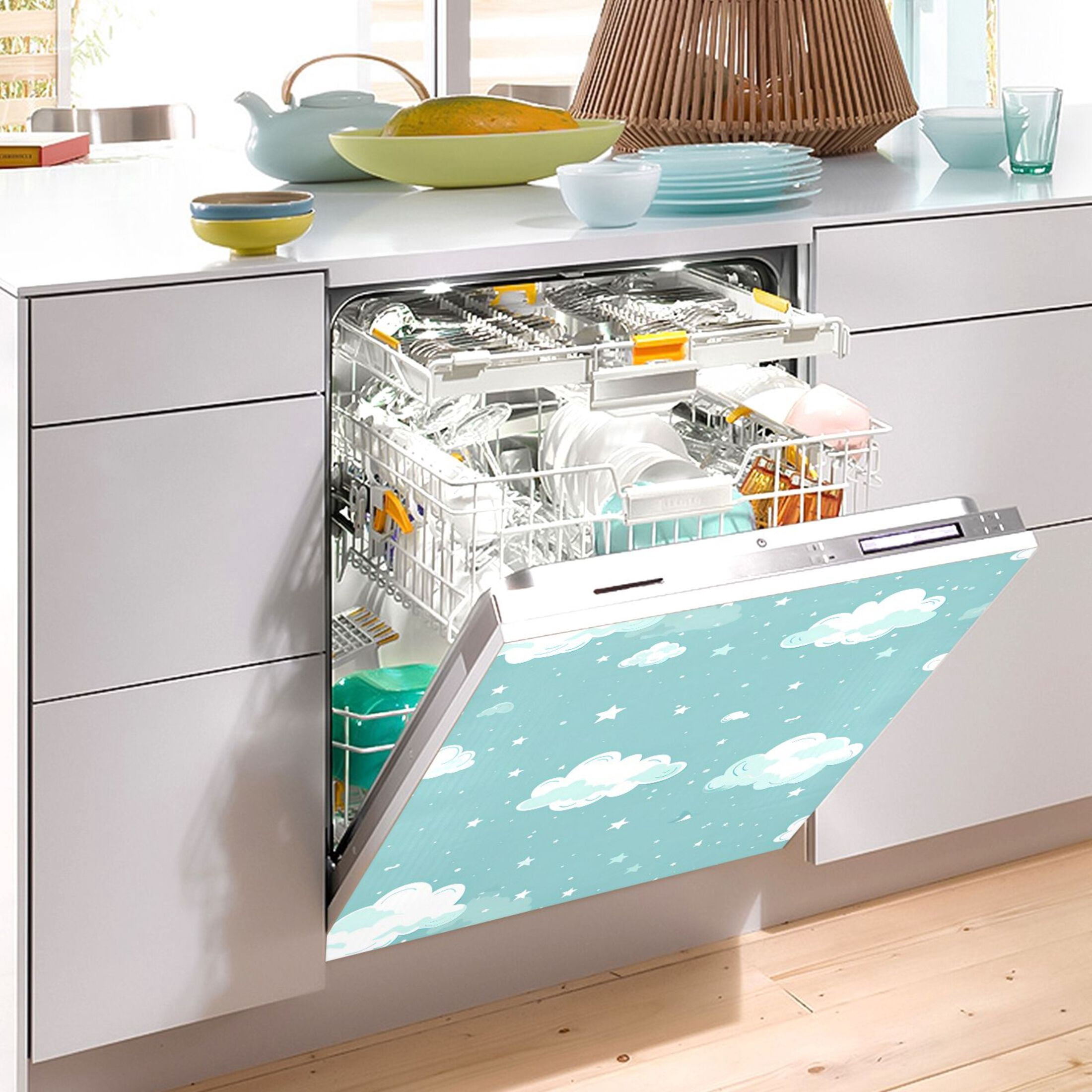 Dishwasher Magnetic Sticker 23x26 Inch Refrigerator Magnetic Sticker Washing Machine Magnetic Sticker Kitchen Panel Magnetic Sticker Home Decor Cute Cartoon Cloud