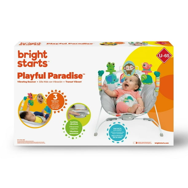 Bright Starts Playful Paradise Vibrating Baby Bouncer, Unisex