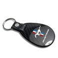 thumbnail image 2 of iPick Image for Ford Mustang Tri-Bar Real Black Carbon Fiber with Leather Strap Large Tear Drop Key Chain, Official Licensed, 2 of 5