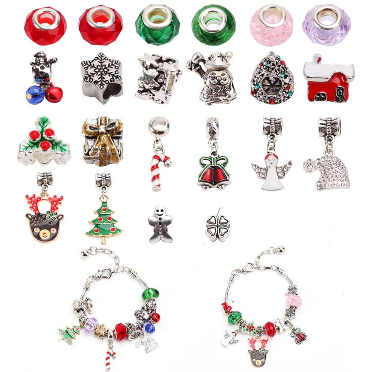 Christmas Advent Calendar Christmas Themed Diy Charm Jewelry Bracelet  Necklace Making Kit For Girls Christmas Present - Walmart.com