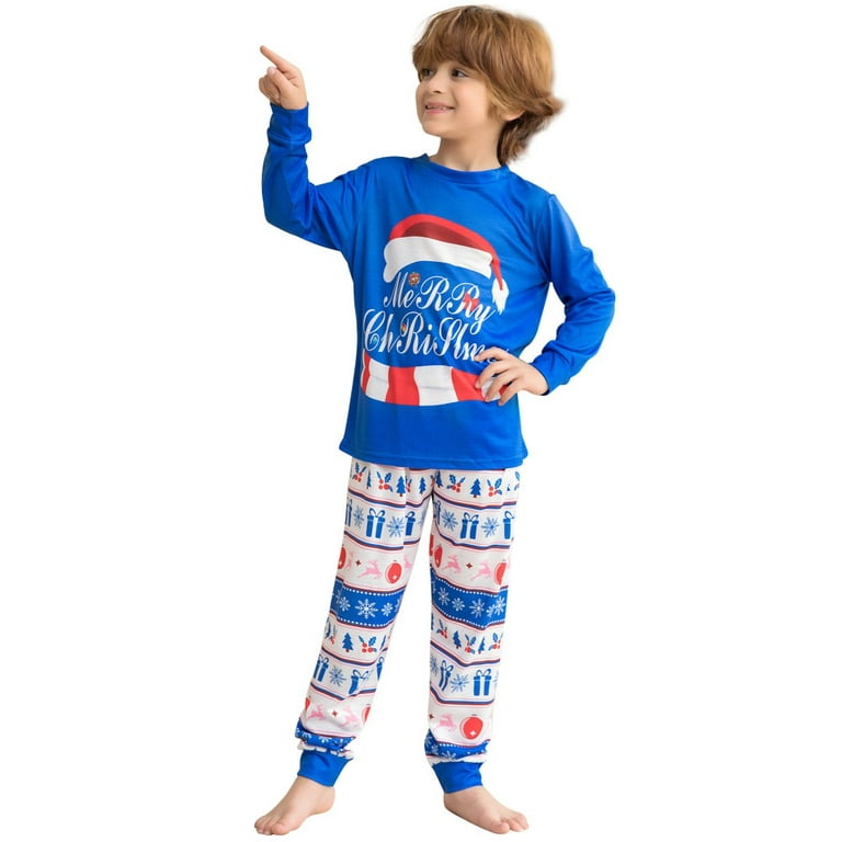 Blue Matching Family Pajamas Sets Long Sleeve Christmas Plaid Pjs Striped  Kids Holiday Sleepwear Homewear