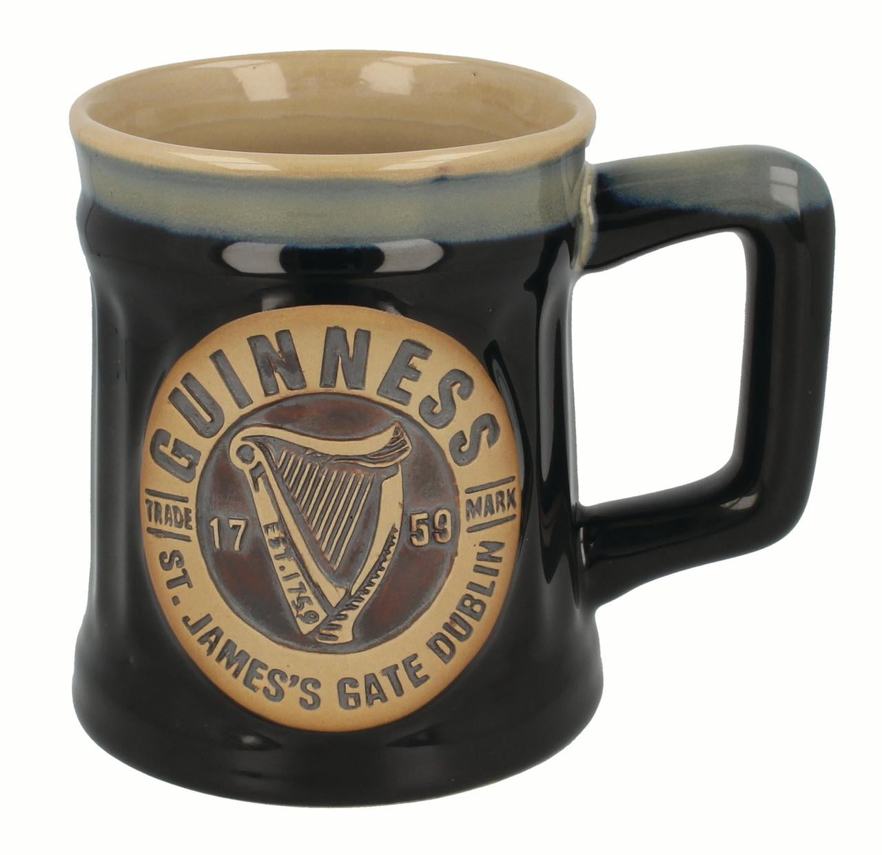 Guinness Mug Pottery Coffee Cup 16 oz. Black and Cream Color Walmart