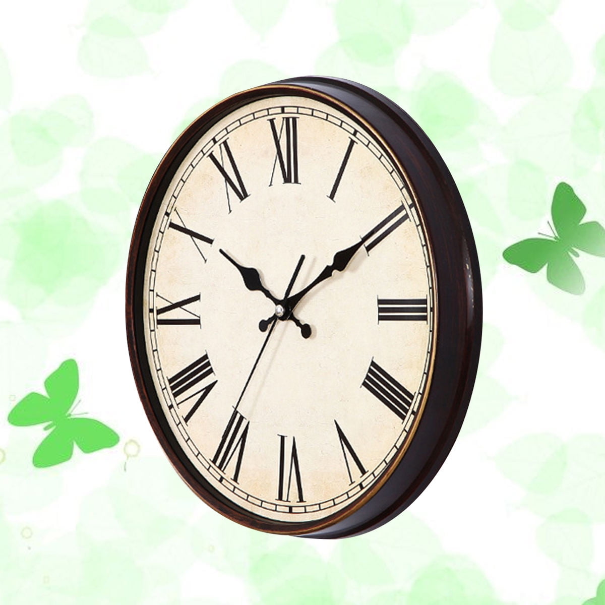 Masteelf Vintage Dial Clock European Round Roman Numeral Silent Clock 3D Large Decorative Wall Clock for Living Room Bedroom Kitchen